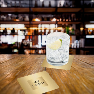 Dessous De Verre Carré Logo d'entreprise Gold