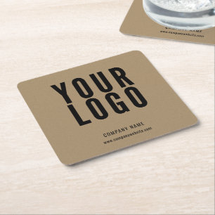 Dessous De Verre Carré Logo d'entreprise Kraft promotionnel