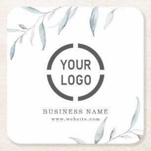 Dessous De Verre Carré Logo d'entreprise minimal bleu poussiéreux