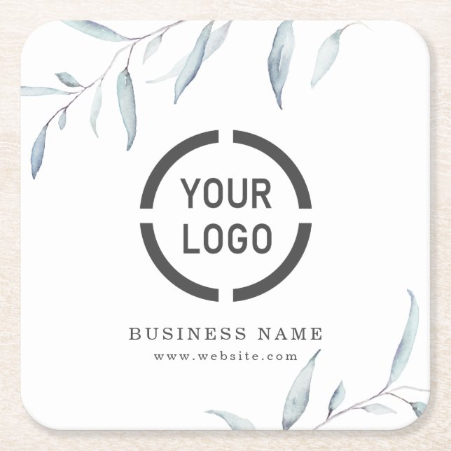 Dessous De Verre Carré Logo d'entreprise minimal bleu poussiéreux (Devant)
