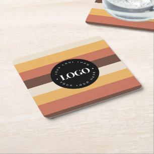 Dessous De Verre Carré Logo d'entreprise personnalisé Retro Stripes 60s l