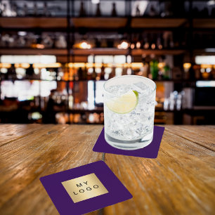 Dessous De Verre Carré Logo d'entreprise pourpre