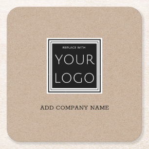 Dessous De Verre Carré Logo d'entreprise Promo Rustic Kraft