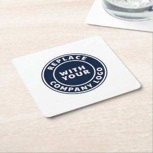 Dessous De Verre Carré Logo d'entreprise simple personnalisable pour empl