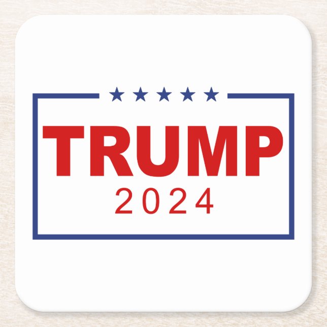 Dessous De Verre Carré Logo du rectangle classique Trump 2024 (Devant)
