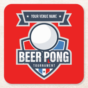 Dessous De Verre Carré Logo du tournoi de bière personnalisable