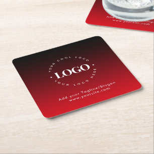 Dessous De Verre Carré Logo Entreprise Personnalisée Texte Red Ombre Part