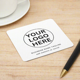 Dessous De Verre Carré Logo et texte d'entreprise personnalisés l Promo n