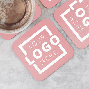 Dessous De Verre Carré Logo promotionnel personnalisé de marque rose