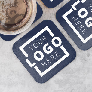 Dessous De Verre Carré Logo promotionnel personnalisé en bleu