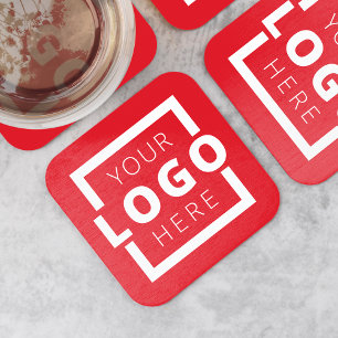 Dessous De Verre Carré Logo promotionnel personnalisé en rouge