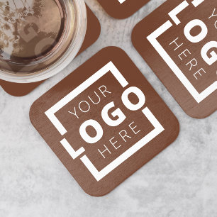Dessous De Verre Carré Logo promotionnel personnalisé Marqué Brown