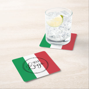Dessous De Verre Carré Logo Vert Blanc Rouge Italien Couleurs