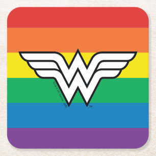 Dessous De Verre Carré Logo Wonder Woman Rainbow
