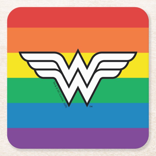 Dessous De Verre Carré Logo Wonder Woman Rainbow (Devant)