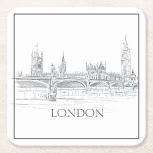 Dessous De Verre Carré London Bridge Big Ben London Skyline