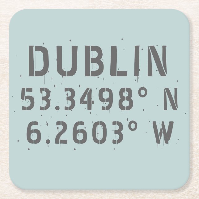Dessous De Verre Carré Longitude de la gamme Dublin Latitude (Devant)