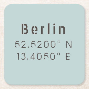 Dessous De Verre Carré Longitude de la Latitude de Berlin