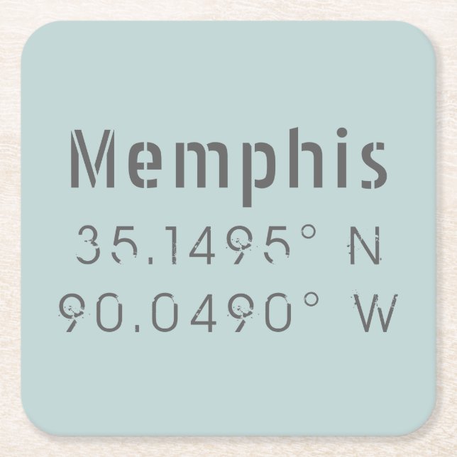 Dessous De Verre Carré Longitude de la latitude de Memphis (Devant)