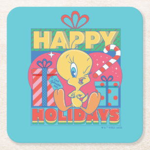 Dessous De Verre Carré LOONEY TUNES™   TWEETY™ Joyeuses fêtes