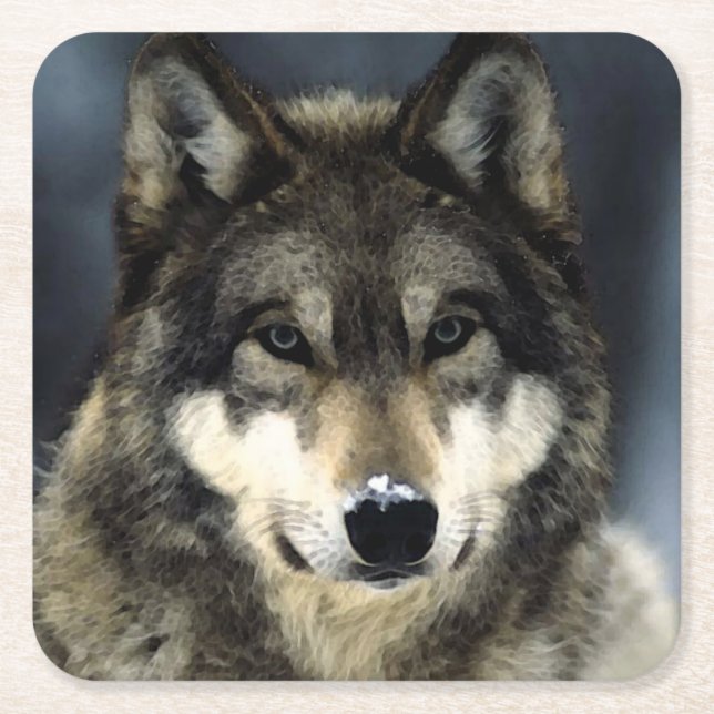 Dessous De Verre Carré Loup (Devant)