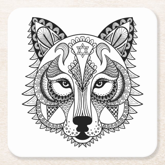 Dessous De Verre Carré Loup inspiré (Devant)