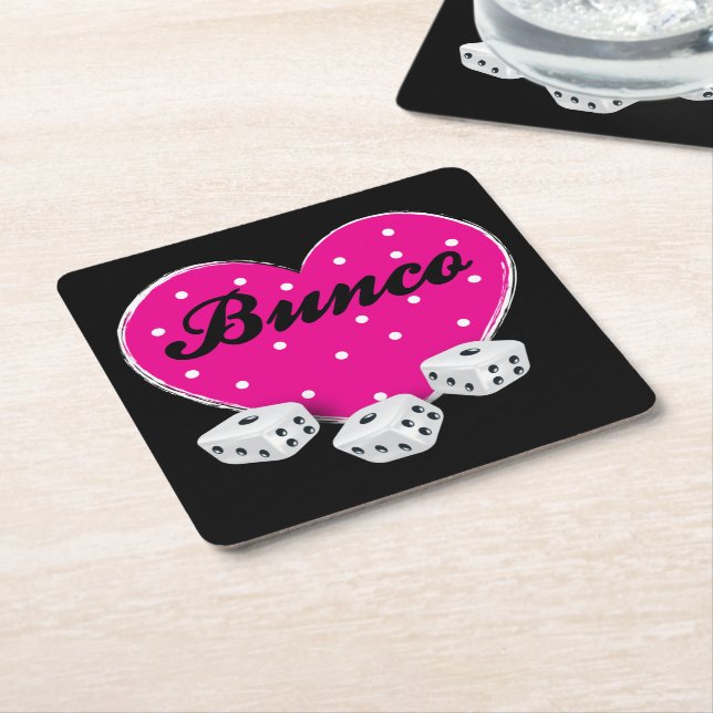 Dessous De Verre Carré Love Bunco Pink Valentine Heart Dice (Incliné)