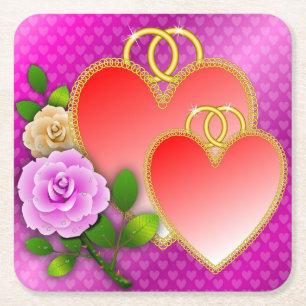 Dessous De Verre Carré Love Hearts Saint Valentin-20362