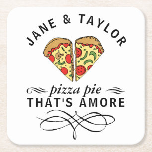 Dessous De Verre Carré Love Pizza Ajouter des noms