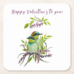 Dessous De Verre Carré Lovebirds pour la Saint-Valentin