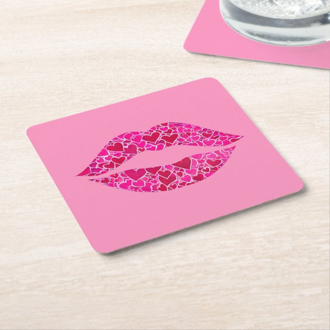 Dessous De Verre Carré Loving Lips 01 (Incliné)