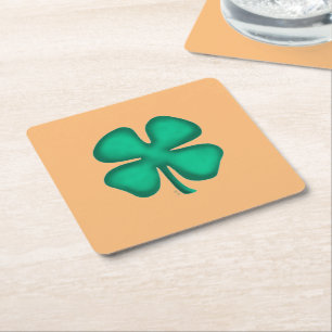 Dessous De Verre Carré Lucky 4 Leaf Irish Clover tressé verre de papier g