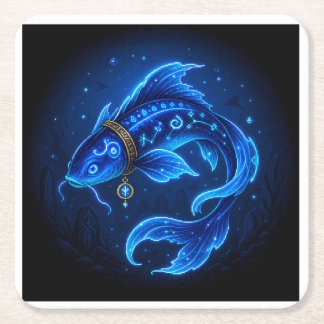 Dessous De Verre Carré Lumenfin Poisson Fantastique Bleu Néon