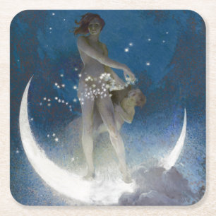 Dessous De Verre Carré Luna Goddess at Night Scattering Stars