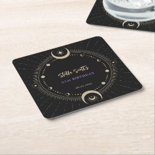 Dessous De Verre Carré Lune céleste mystique noire 21e anniversaire
