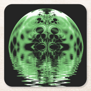 Dessous De Verre Carré Lune flottante verte et noire
