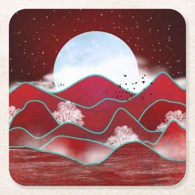 Dessous De Verre Carré Lune rouge (Devant)