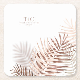 Dessous De Verre Carré Lush Palm Leaf Mariage Terra Cotta/Wht ID956