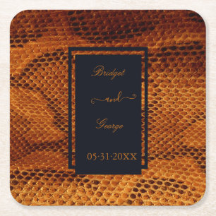 Dessous De Verre Carré luxueux animal en peau de serpent sauvage mariage