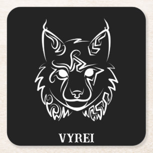 Dessous De Verre Carré Lynx tribale noire et blanche
