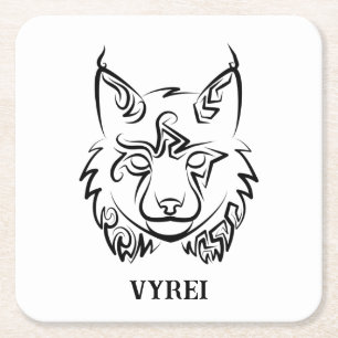 Dessous De Verre Carré Lynx tribale noire et blanche