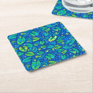 Dessous De Verre Carré Lys de vache, étang d'été de Spatterdock Modèle fl