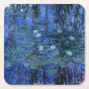 Dessous De Verre Carré Lys d'eau bleu Claude Monet