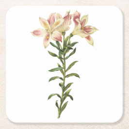 Dessous De Verre Carré Lys péruviens (Alstromeria pelegrina) par Redouté