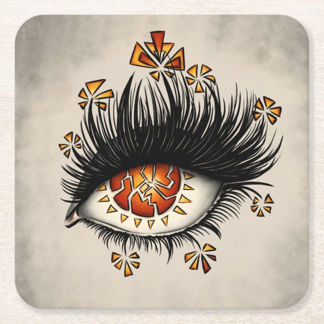 Dessous De Verre Carré Macabre étrange oeil art (Devant)