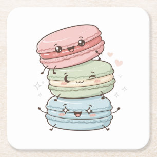 Dessous De Verre Carré Macaron Sweets Kawaii Sous-verres