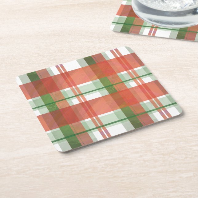 Dessous De Verre Carré Madras Plaid Noël (Incliné)