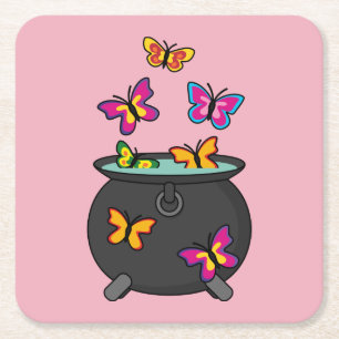 Dessous De Verre Carré Magical Butterflies from a cauldron