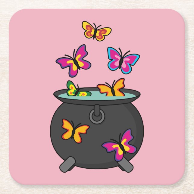 Dessous De Verre Carré Magical Butterflies from a cauldron (Devant)