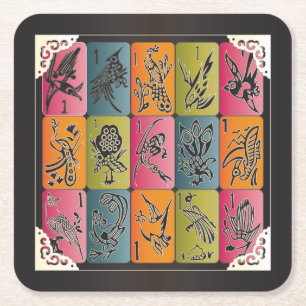 Dessous De Verre Carré Mah Jongg One Bams